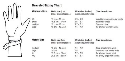 bracelet size chart diameter